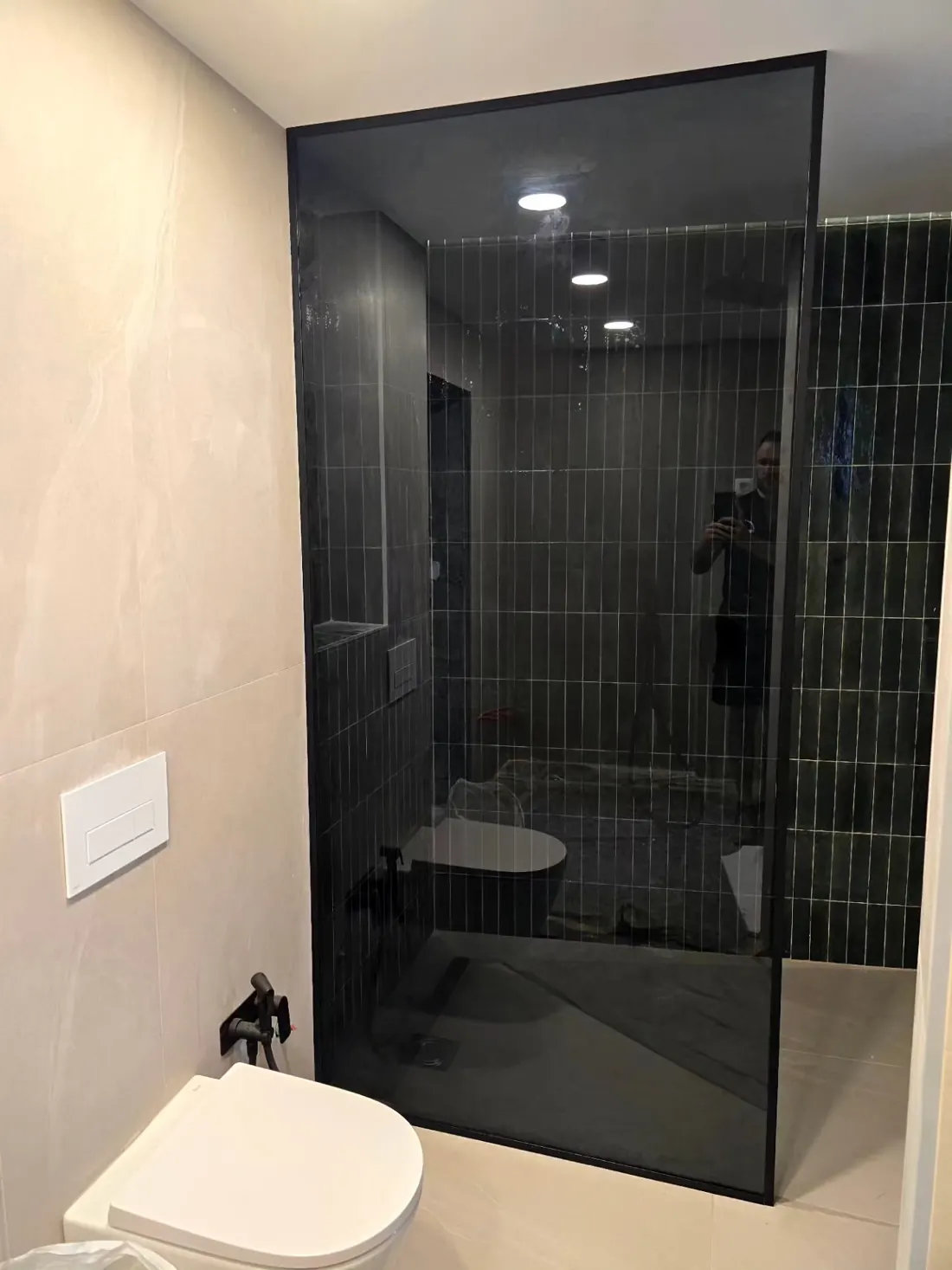Walk-in, sivo staklo